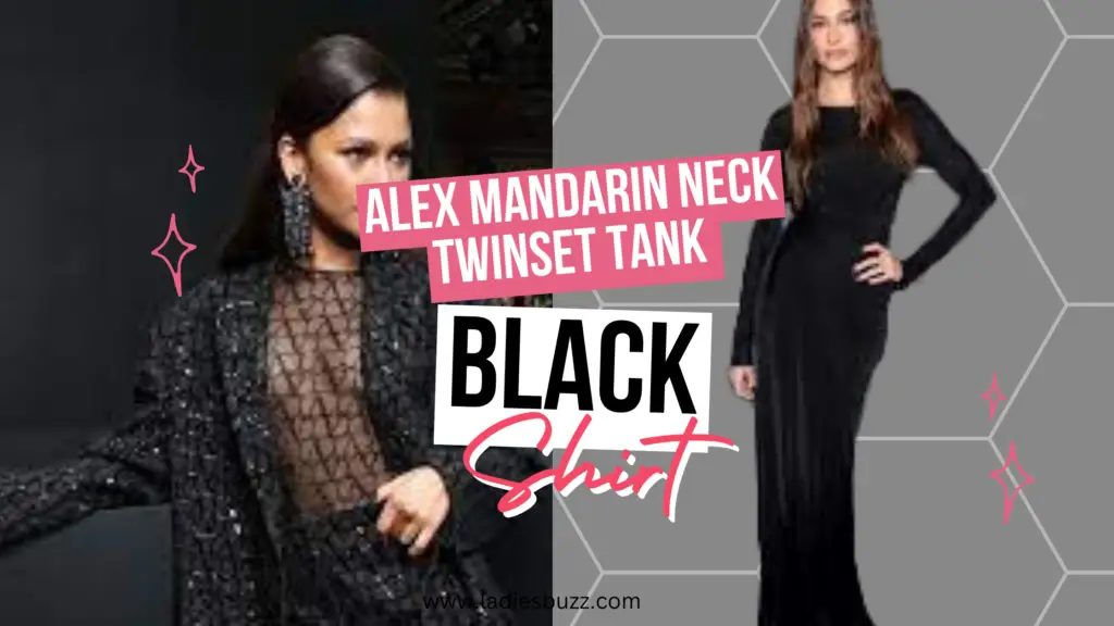Alex Evenings Women's Mandarin Neck Twinset Tank Black Shirt and Jacket