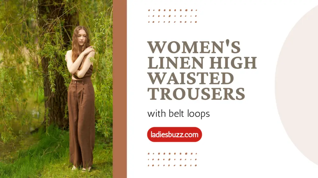Women's linen High Waisted Trousers/ Brown pants