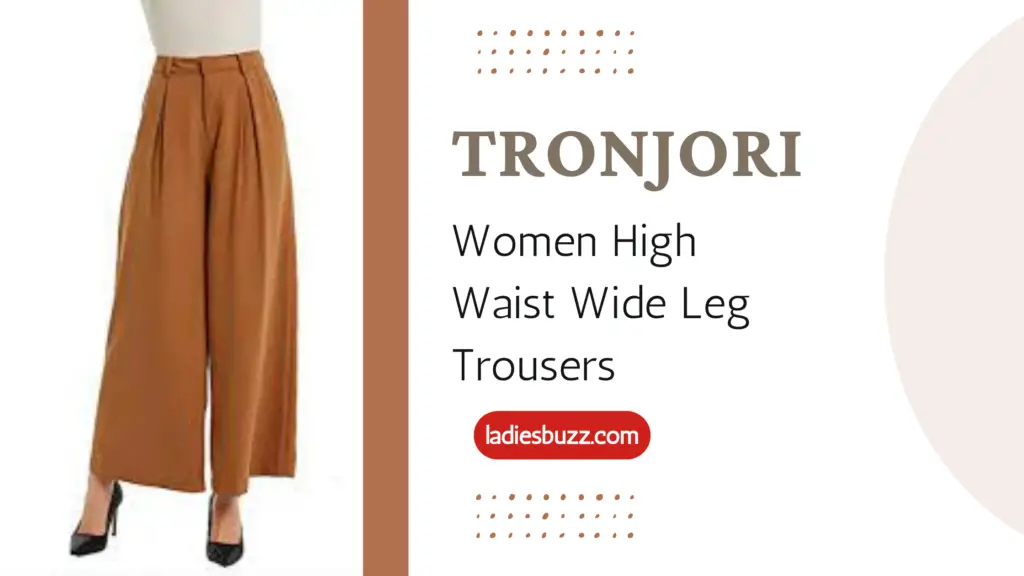  Tronjori Women High Waist Wide Leg Trousers