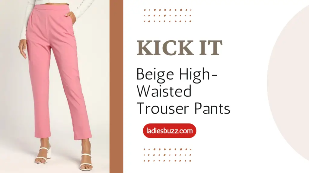 Beige High-Waisted Trouser Pants