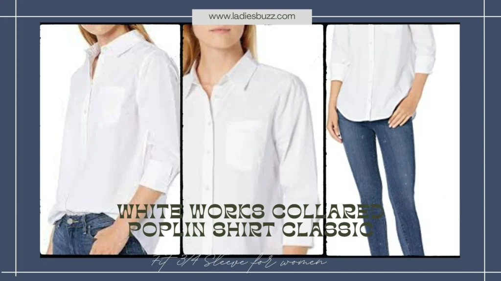 white works collared Poplin Shirt Classic-Fit 3/4 Sleeve for 