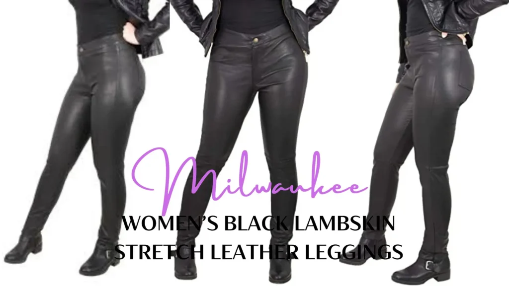 Milwaukee Women’s Black Lambskin Stretch Leather Leggings/ Pants