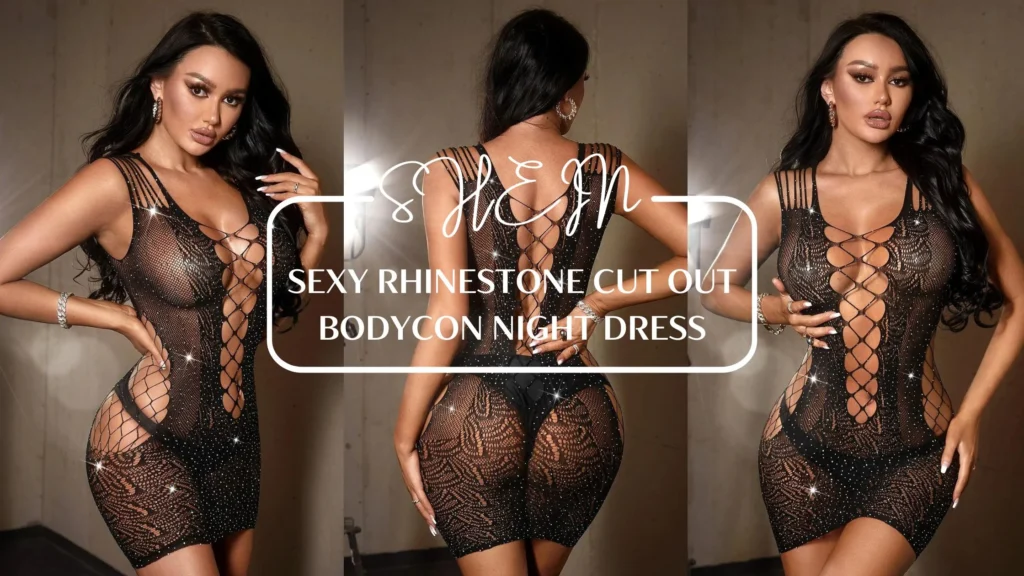 SHEIN Sexy Rhinestone Cut out Bodycon Night Dress