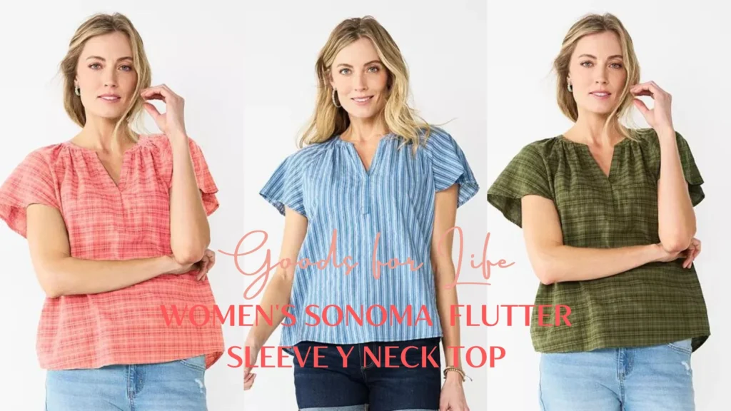 Women's Sonoma Goods for Life Flutter Sleeve Y Neck Top
