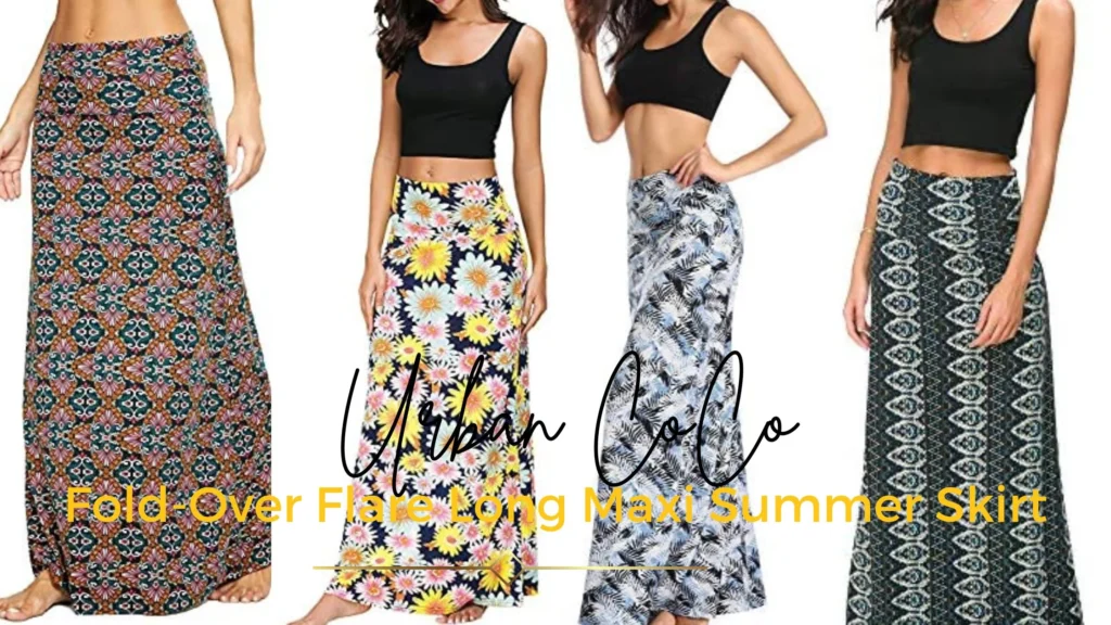 Urban CoCo Fold-Over Flare Long Maxi Summer Skirt