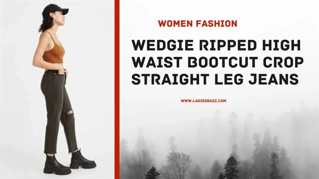 Wedgie Ripped High Waist Bootcut Crop Straight Leg Jeans