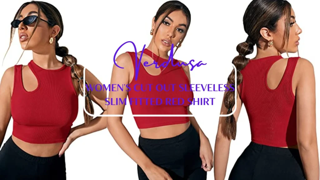 erdusa Women's Cut out Sleeveless Slim Fitted Red Shirt