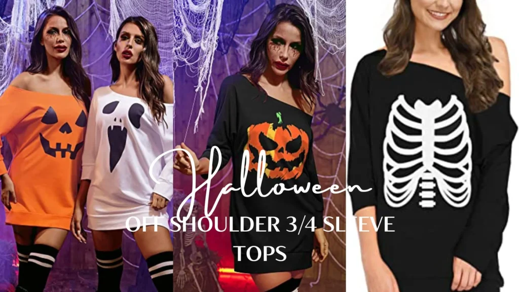 Women's Halloween off Shoulder 3/4 Sleeve Tops
