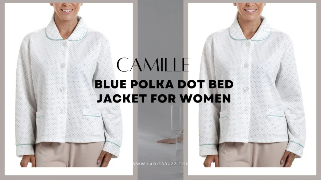 Camille Blue Polka Dot Bed Jacket for Women