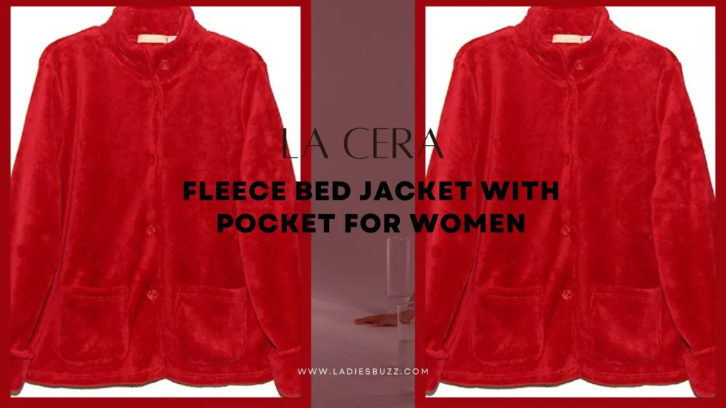 LA CERA Fleece Bed Jacket with Pocket for Women