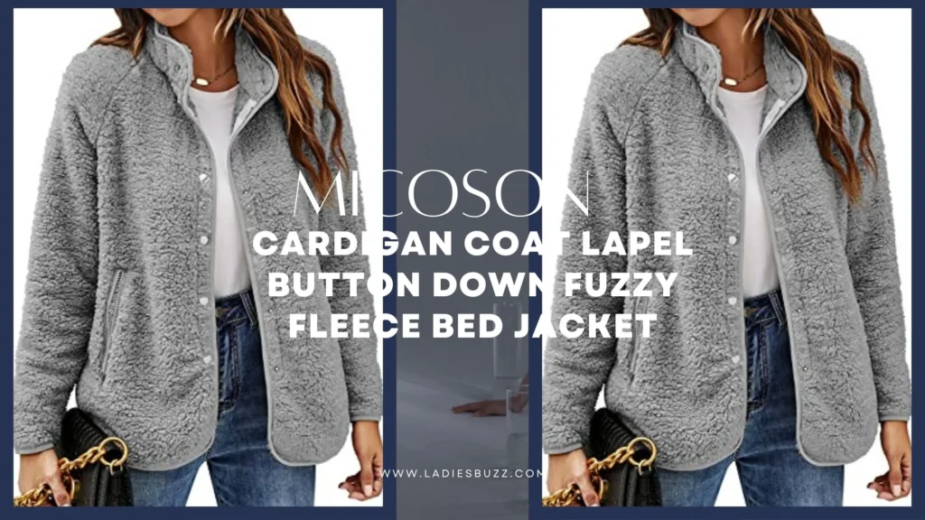  Micoson Cardigan Coat Lapel Button down Fuzzy Fleece Bed Jacket