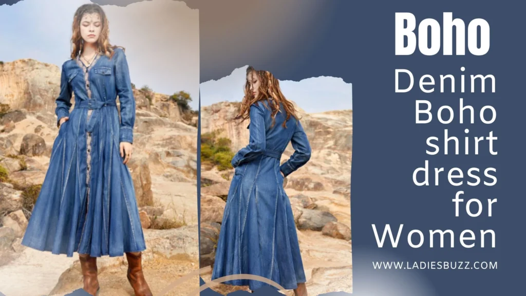 Denim Boho shirt dress for Women