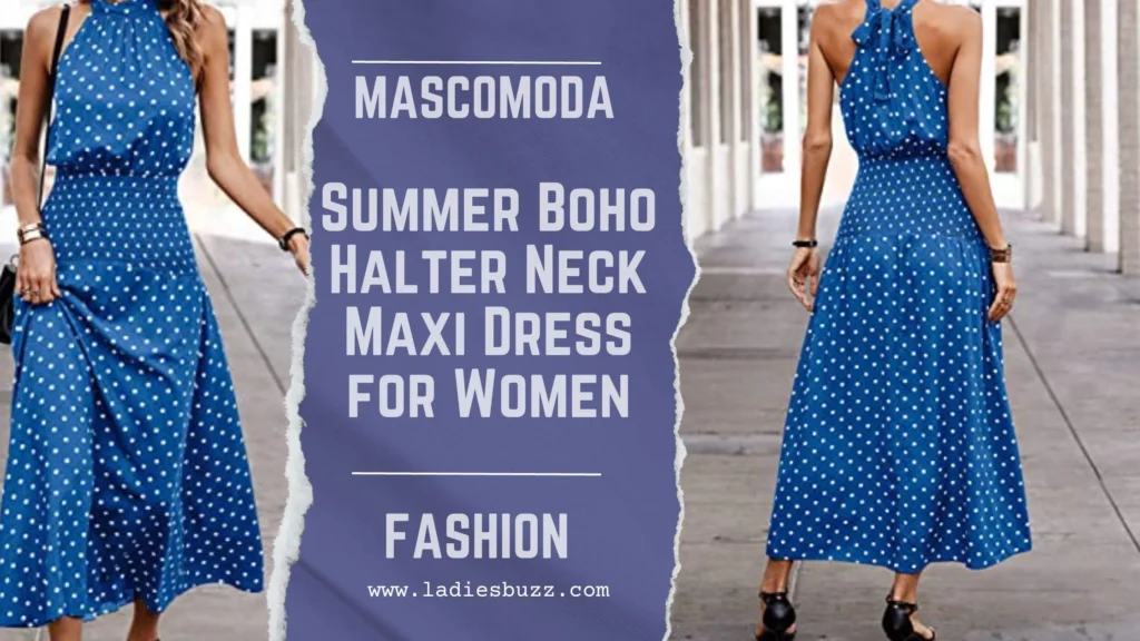 MASCOMODA Summer Boho Halter Neck Maxi Dress for Women