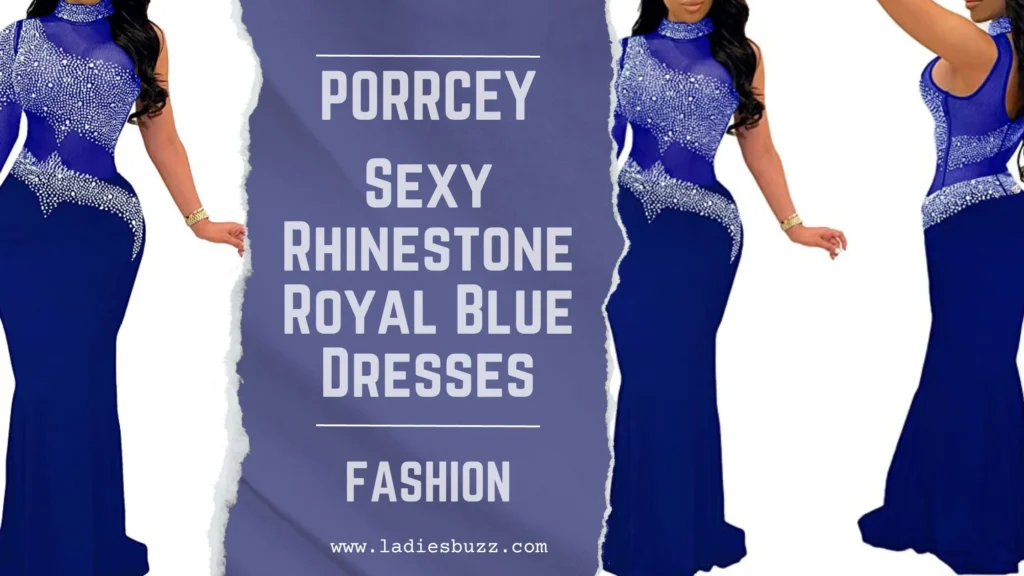 PORRCEY Sexy Rhinestone Royal Blue Dresses