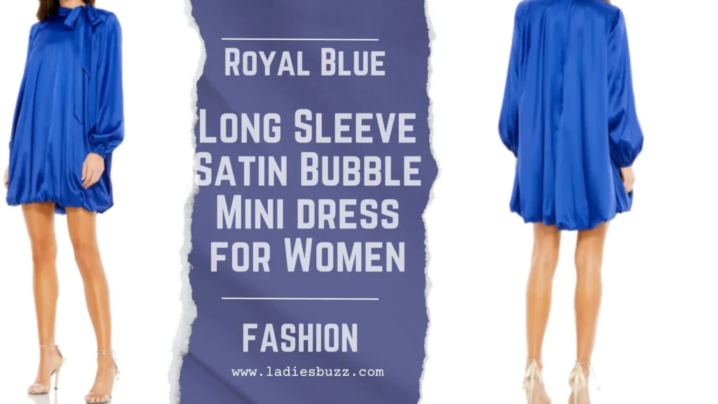 Royal Blue Long Sleeve Satin Bubble Mini dress for Women