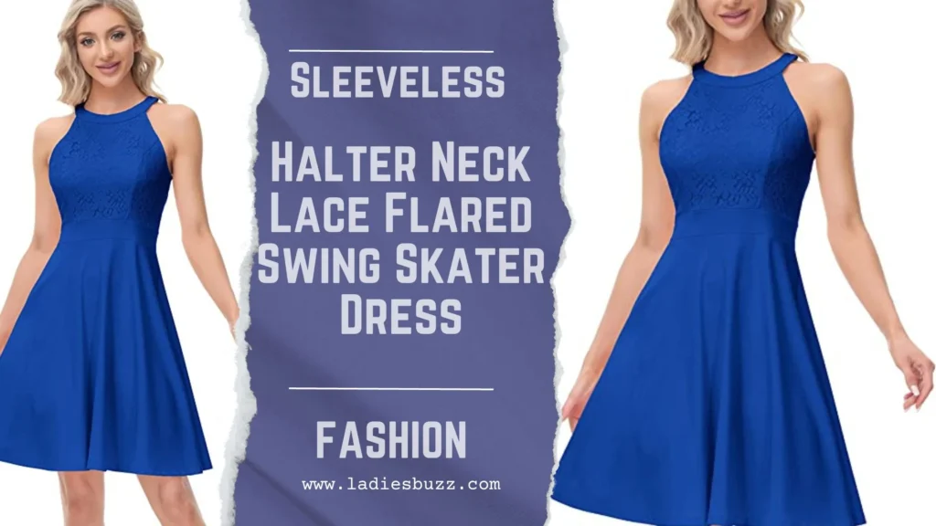 Sleeveless Halter Neck Lace Flared Swing Skater Dress
