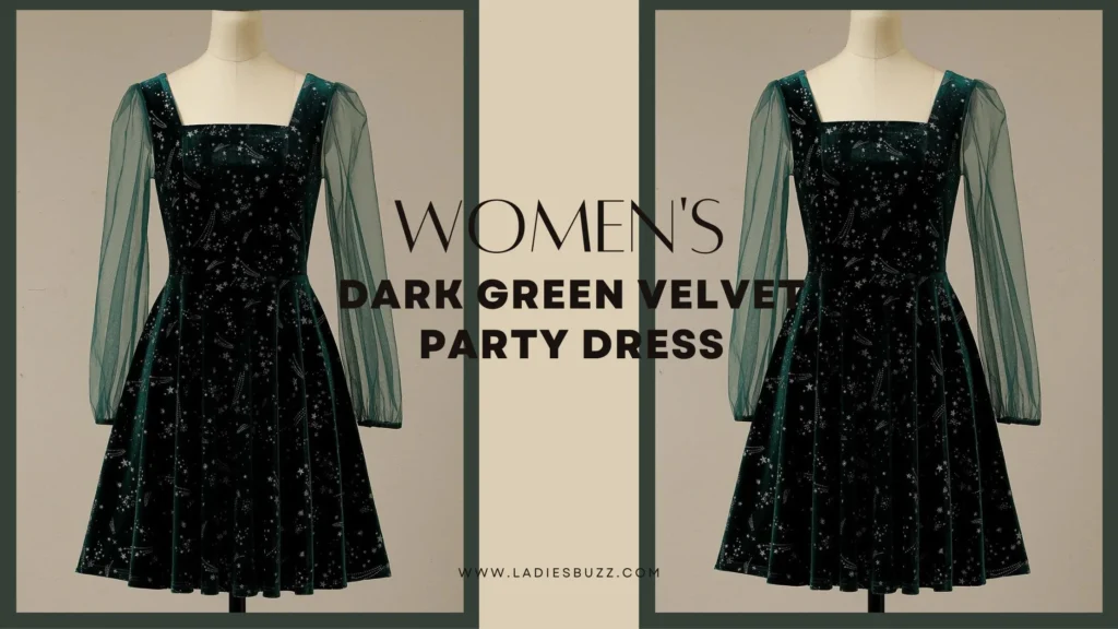 Women's Dark Green Velvet Party Dress