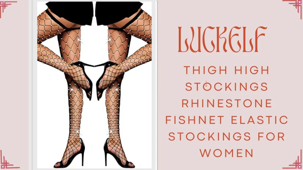 LUCKELF Thigh High Stockings Rhinestone Fishnet Elastic Stockings for Women