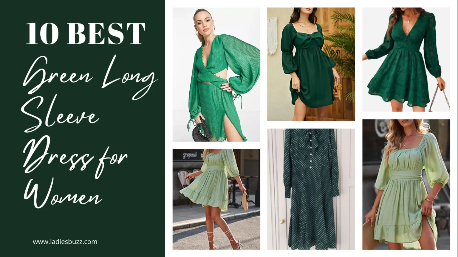 Green Long Sleeve Dress for Women