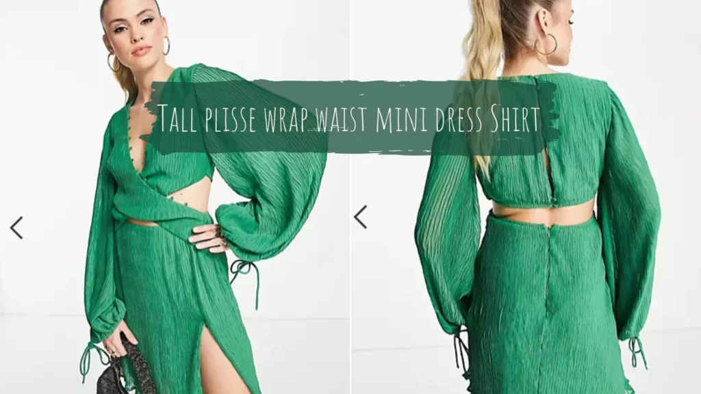 Tall plisse wrap waist mini dress Shirt for women