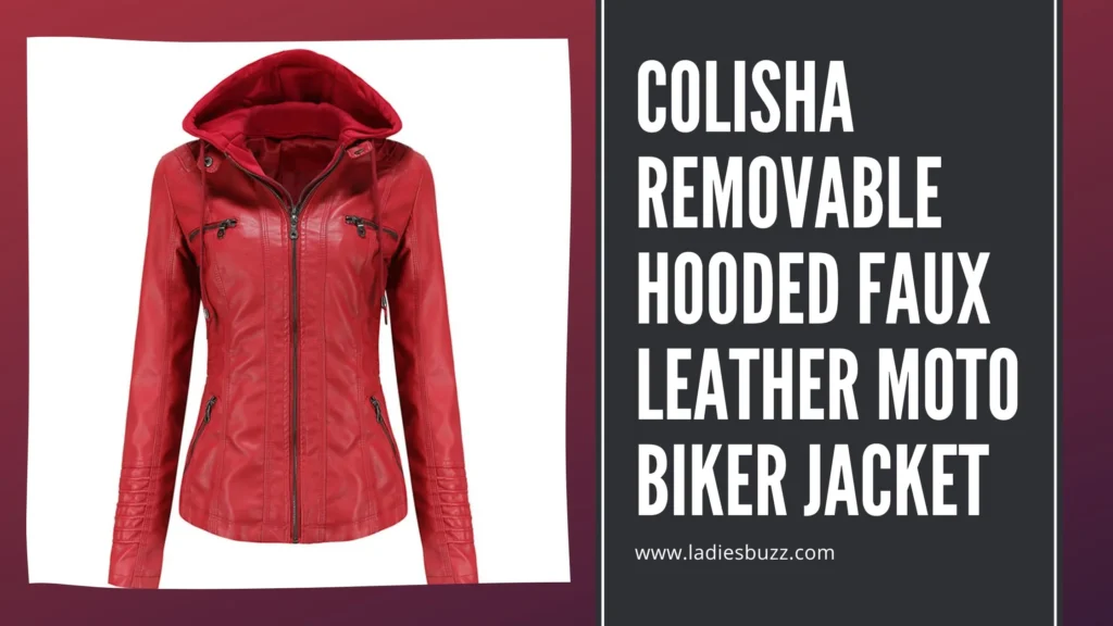Colisha Removable Hooded Faux Leather Moto Biker Jacket