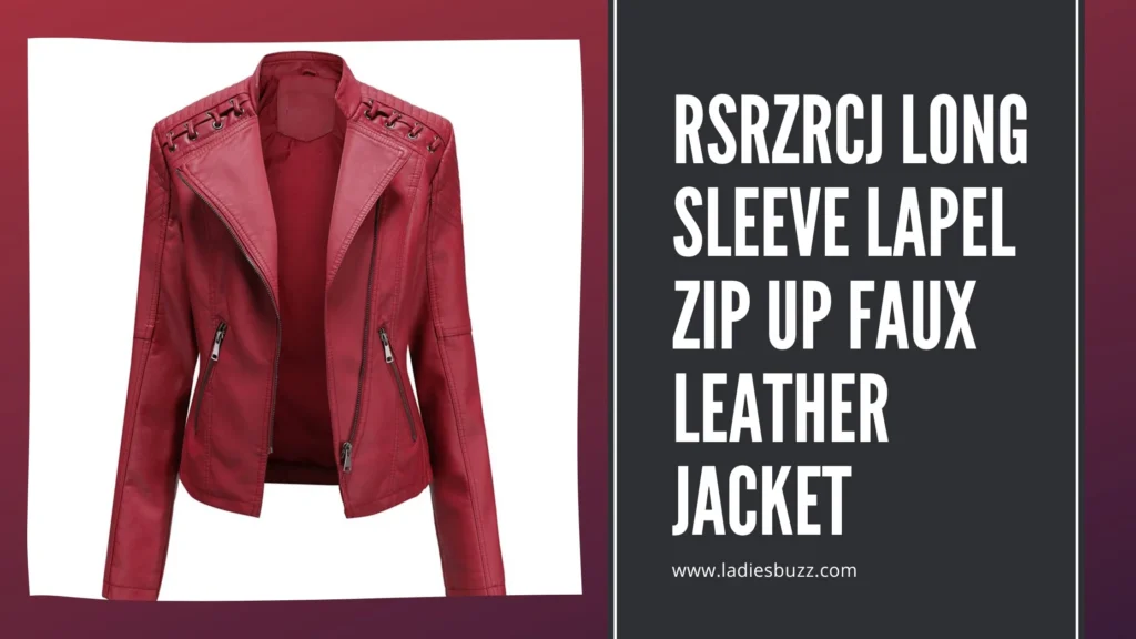 RSRZRCJ Long Sleeve Lapel Zip Up Faux Leather Jacket