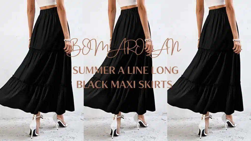 BOMAROLAN Summer A Line Long Black Maxi Skirts