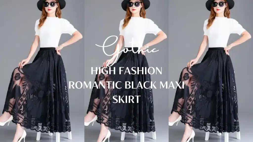 Gothic High Fashion Romantic Black Maxi Skirt